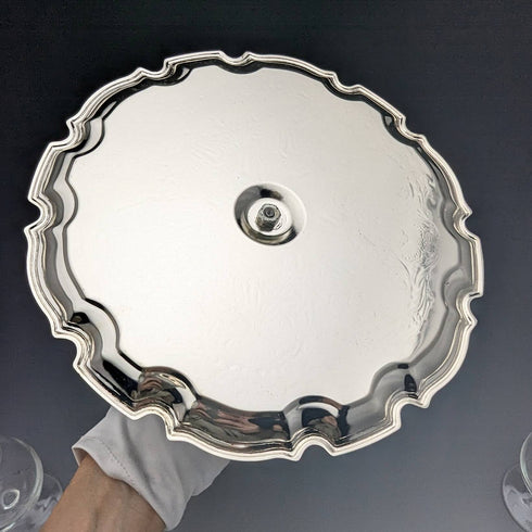 英国ヴィンテージ シルバープレート&グラス ドリンクサーバセット Queen Anne